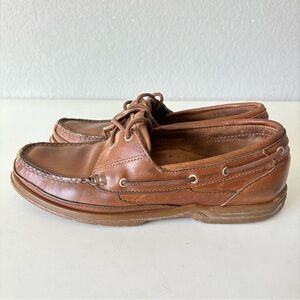 Sebago Docksides Boat Shoes Loafers Mens Sz 10.5 W Brown Leather Lace Up Casual